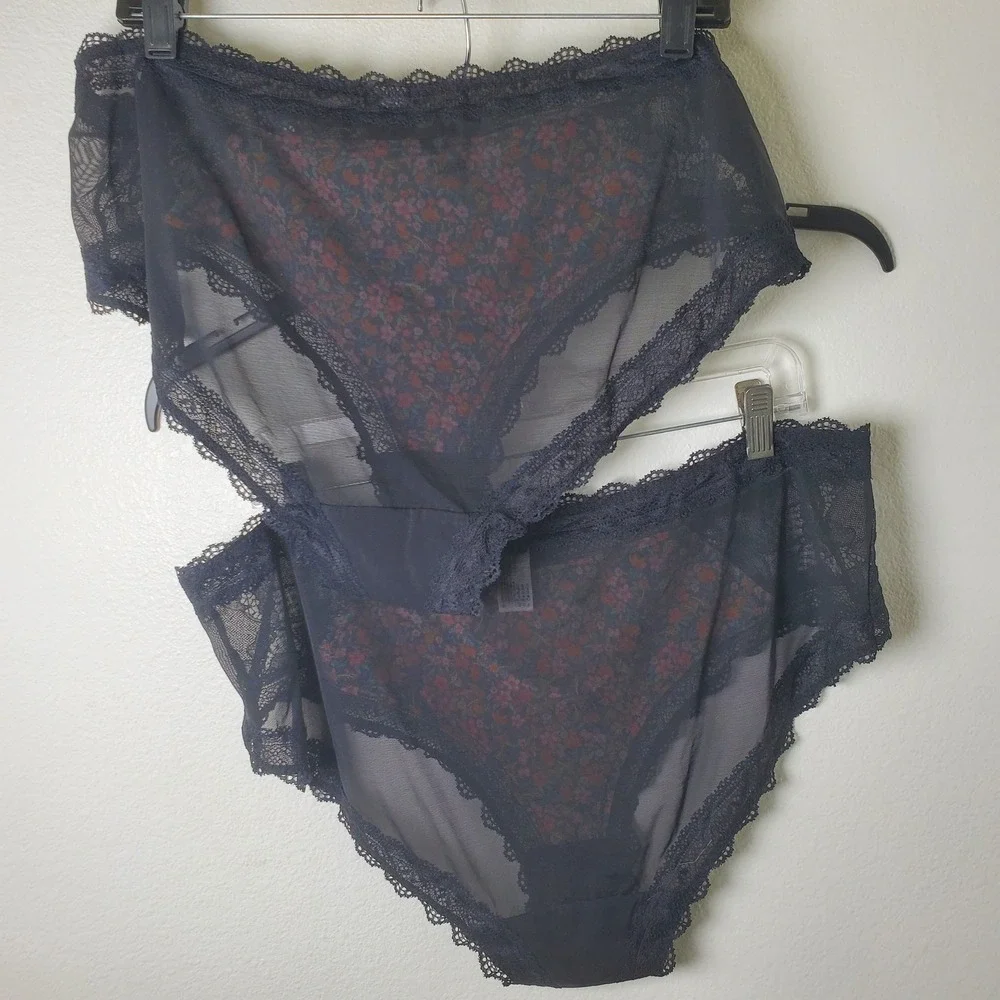 City Chic NWT Black‎ Floral Mesh & Lace Panties Folk Dance Shorty Plus Size 22